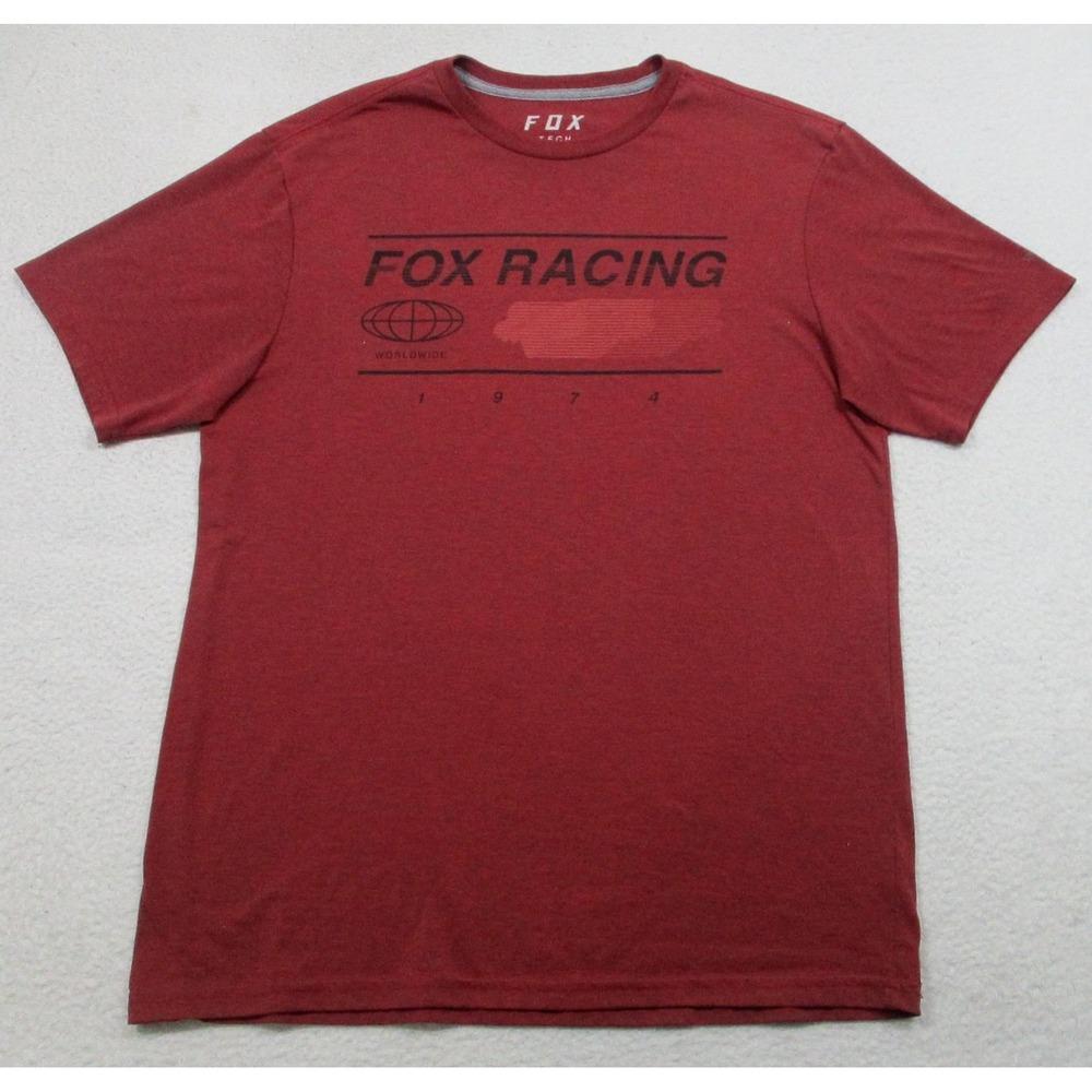 Fox Racing Shirt Mens Large Red Heather Tech TruDri Performance Graphic 1974‎